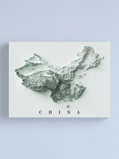 Discover 1979 China Relief Map digitally-rendered Premium Matte Vertical Poster