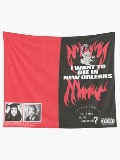Discover I Want to Die in New Orleans Wall Tapestry, Suicideboys Wall Hanging, Horrorcore Tapestries