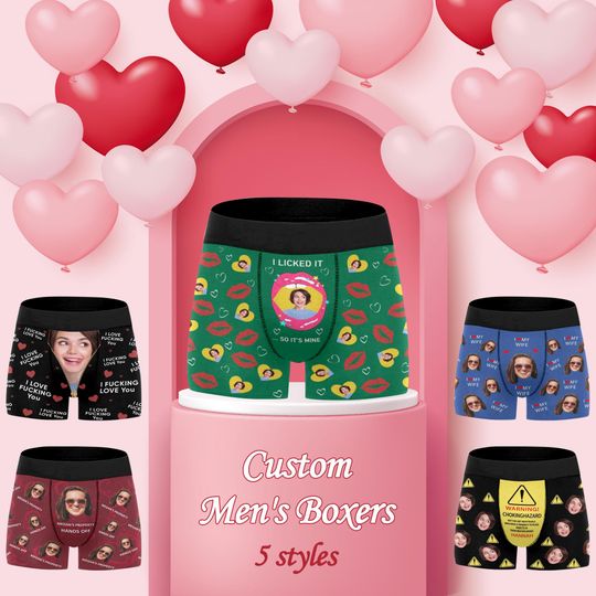 Discover Custom Boxer with Face, Personalized Underwear Gift for Men Boyfriend Husband, Custom Boxer Briefs