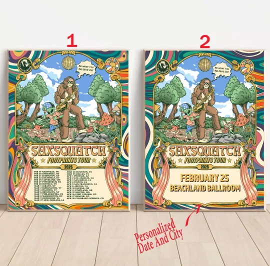 Discover Custom Saxsquatch Tour 2025 US Poster