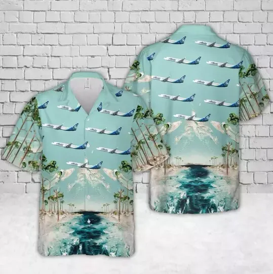 Discover Alaska Airlines Boeing 737-9 MAX aircraft Hawaiian Shirt