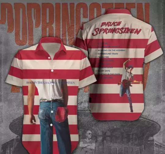 Discover Bruce Springsteen Born In The USA Album Cover Hawaiian Shirt