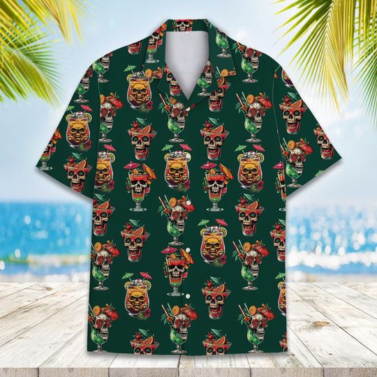 Discover Tropical Skull Cocktail Hawaiian Shirt