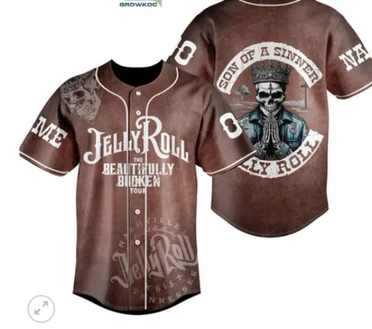 Discover Jelly Roll The Beautifully Broken Tour  baseball jersey, new 3d gift