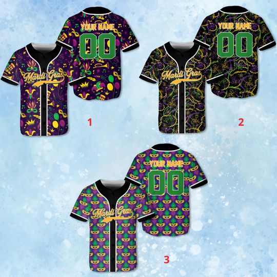 Discover Personalized Mardi Gras Baseball Jersey