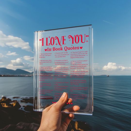 Discover I Love You in Book Quotes Books Acrylic Vase for Flowers, Bookish Book Shaped Flower Vase