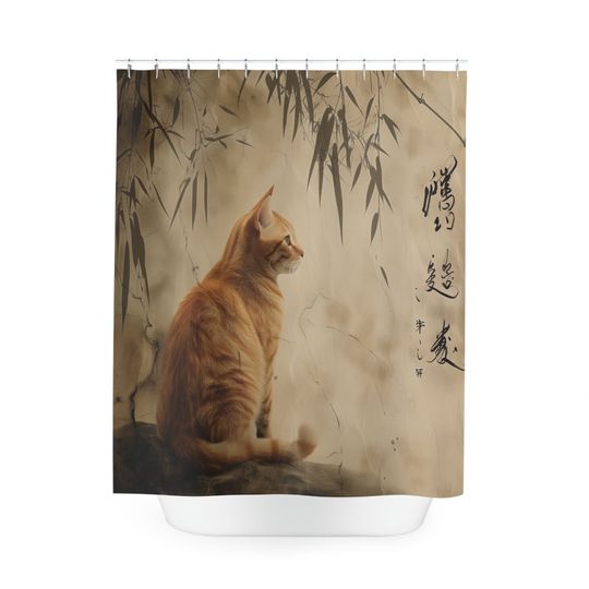 Discover Vintage Vibes Cat Shower Curtain, Bathroom Decor