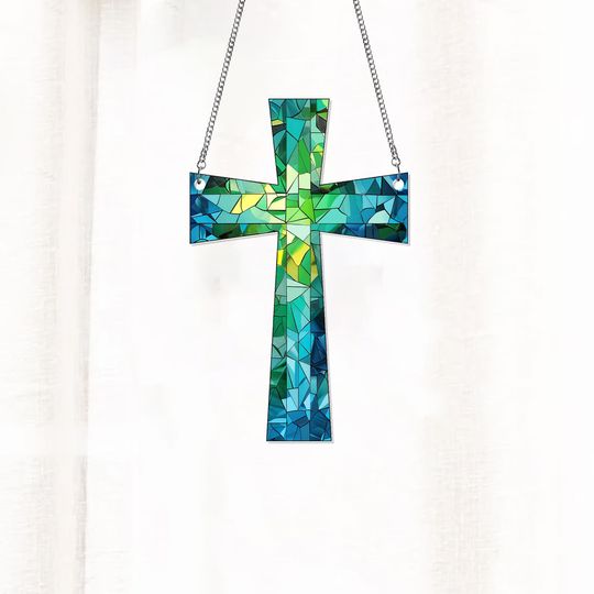 Discover Cross Suncatcher Ornament, Cross Acrylic Window Hanging, Religious Wall Window Hanging Art Decoration