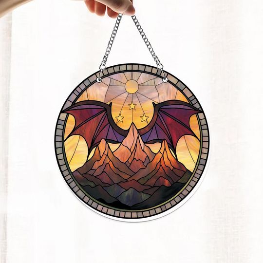 Discover Night Court Suncatcher Ornament, Bat Boys Wings Acrylic Window Hanging, Book Lover Gift