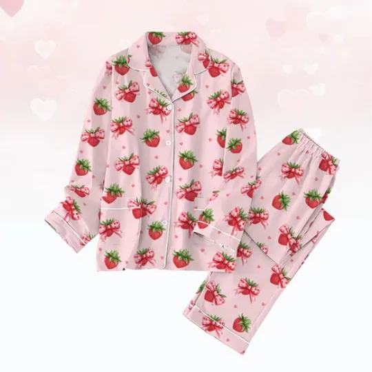 Discover Strawberry Pajama Set,  Pajamas Soft Sleepwear For Women