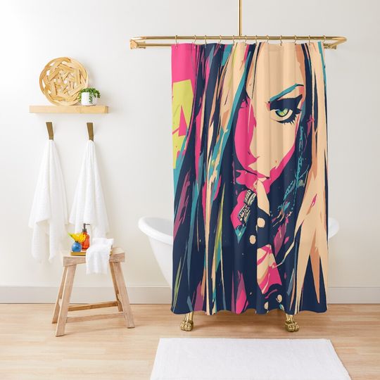 Discover Avril Lavigne inspired punk Shower Curtain