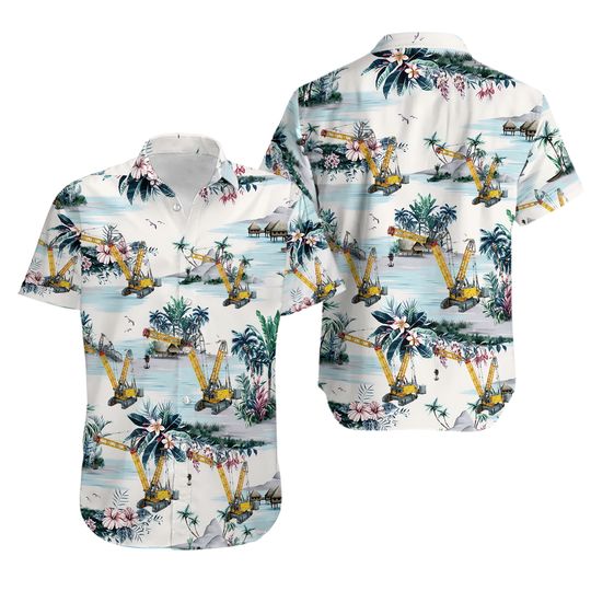 Discover Construction Liebherr Crawler Crane LR 13000 Hawaiian Shirt
