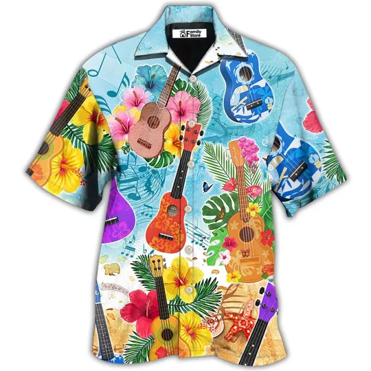 Discover Guitar Tropical Hawaii Ukulele Hawaiian Shirt