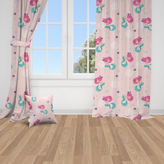 Discover Mermaid, Nursery Curtains, Nursery Room Curtains, Window Curtains, Baby Room Curtains, Baby Girl Curtains