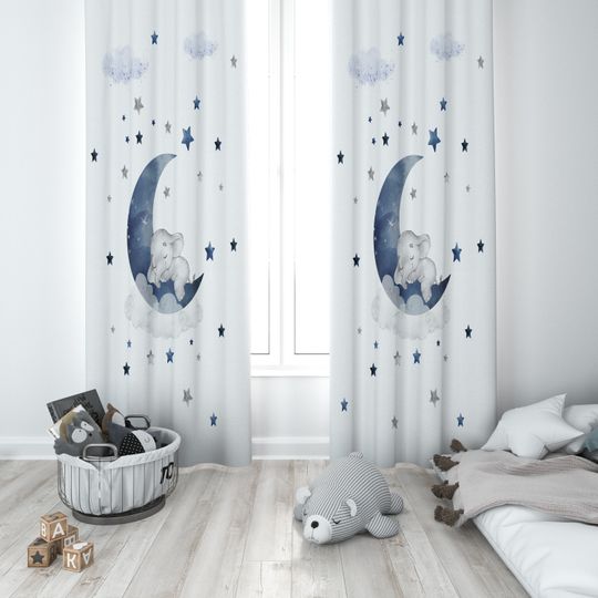 Discover BF-027 Sleeping baby elephant, baby room curtain, children's room curtain, curtain