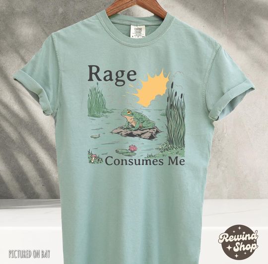 Discover Rage Consumes Me Shirt, Frog Pond TShirt, Meme Frog Shirt, Vintage Style Unisex T-Shirt