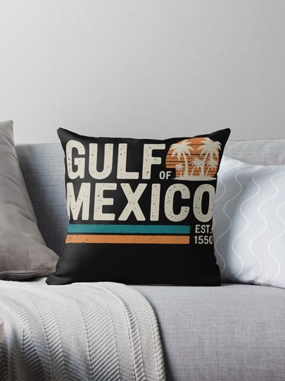 Discover Retro Gulf Of Mexico Beach Pillow