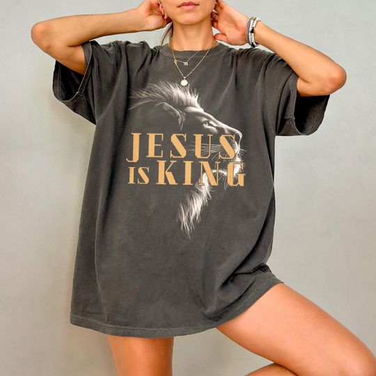 Discover Jesus Is King Shirt, Christianity T-Shirt, Christian Lion Graphic Shirt