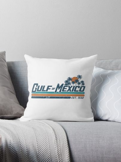 Discover Gulf of Mexico Since 1550 Retro Vintage Beach Pillow
