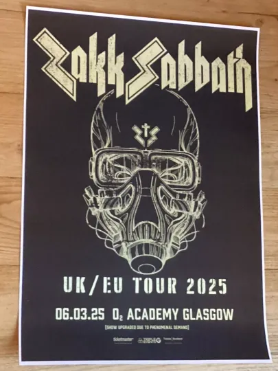Discover Zakk Sabbath - Glasgow march 2025 band show tour memorabilia concert gig poster.