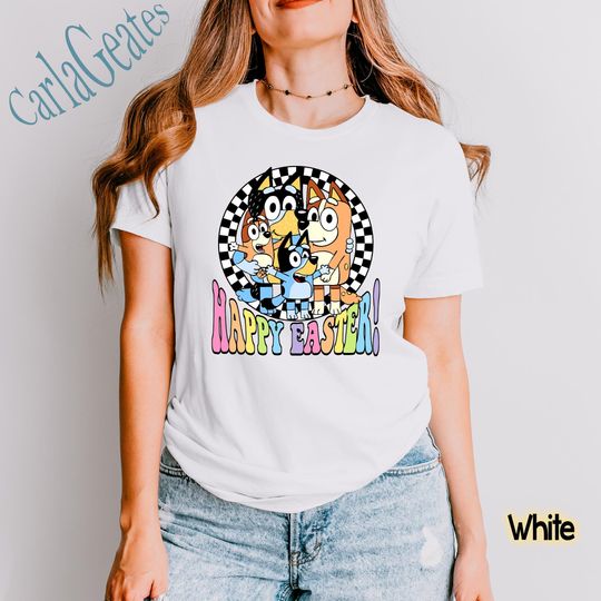 Discover Happy Easter Dog Family Shirt, Blue Dog Shirt, Cartoon Dog Easter Shirts