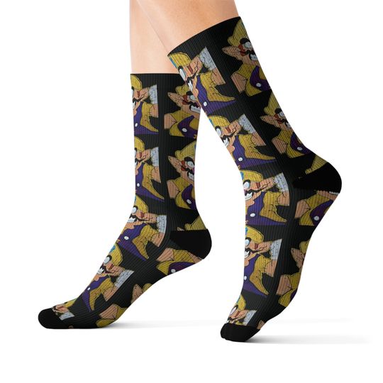 Discover Wario Fan Art Spray Paint Artwork Black Sublimation Socks Kids Adults