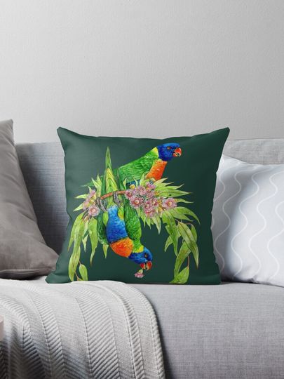 Discover Rainbow Lorikeets Native Wreath Pillow