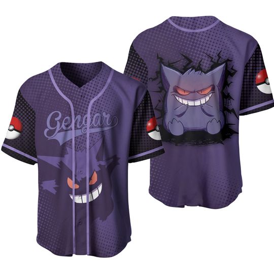 Discover Gengar Baseball Jersey Shirt Anime Ghost Gengar Jersey Gift