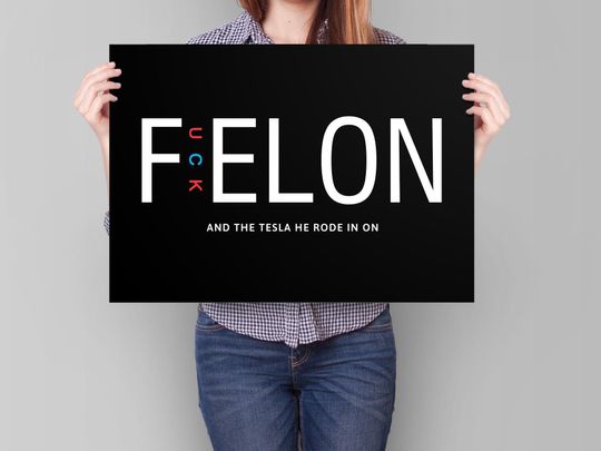 Discover F Elon Sign , funny protest sign, anti Musk quote, anti-Trump