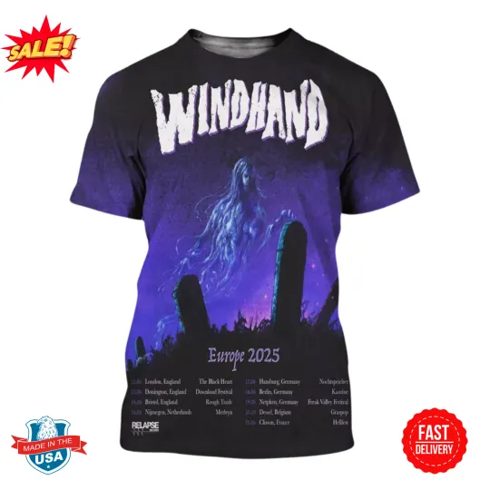 Discover Windhand Music Band Poster For European Tour 2025 Dates List 3D Shirt