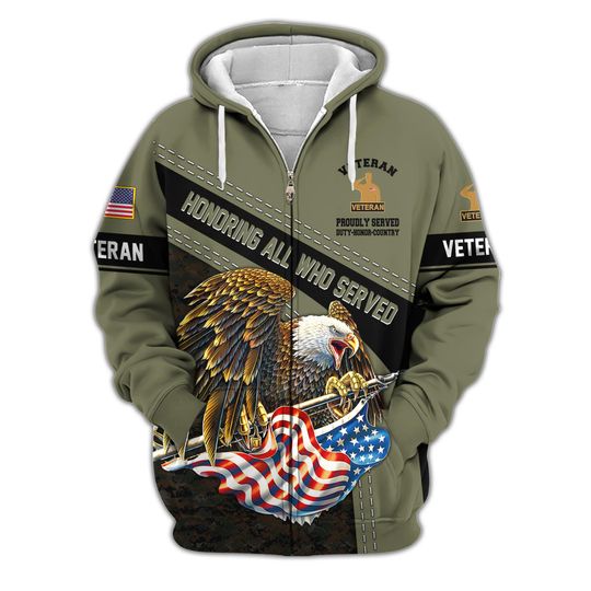Discover Honoring All Who Served Veteran Hoodies Men Military 3D Zip Hoodie