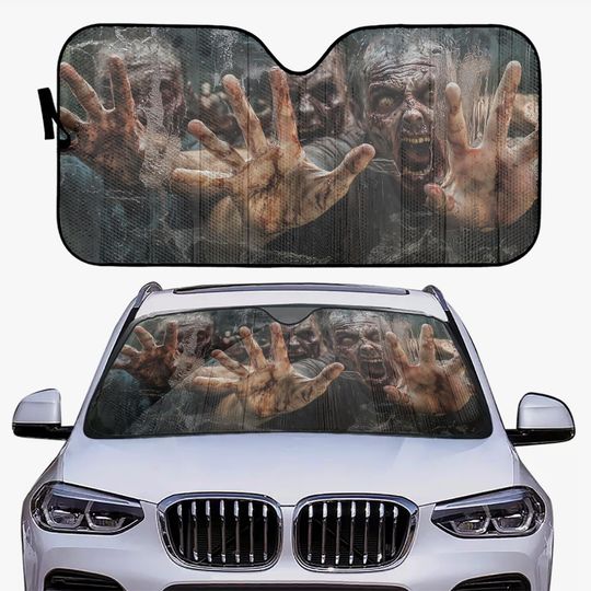 Discover Zombie Attack Car Windshield Sunshade  Scary UV and Heat Protection