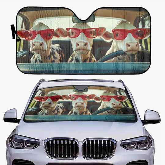 Discover Cute and stylish cow-themed, offering UV protection for your windshield