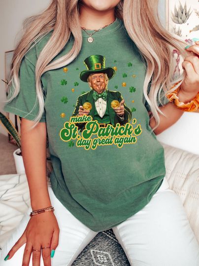Discover Make St. Patricks Day Great Again Shirt, Trump Patricks Day Shirt, President Trump St. Patrick's Day Shirt