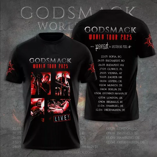 Discover Godsmack World Tour 2025 3D Shirt