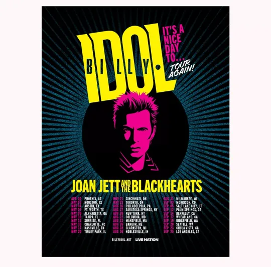 Discover Billy Idol It's A Nice Day To Tour Again 2025 European Tour Poster