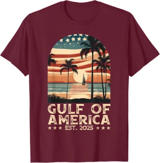 Discover Retro Gulf Of USA America Est 2025 American Flag Unisex T-Shirt