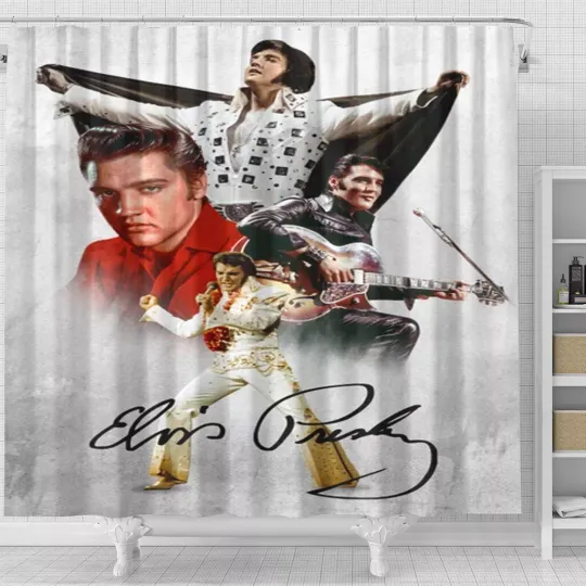 Discover Elvis Presley Poster King of Rock and Roll Music Shower Curtain