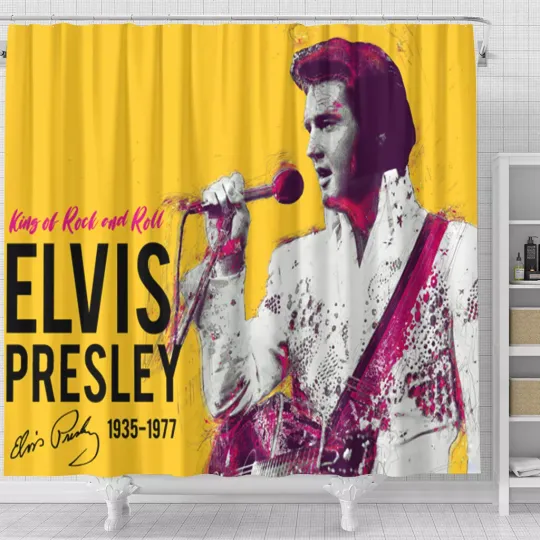 Discover Elvis Presley King of Rock and Roll Music Art Print Shower Curtain