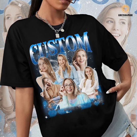 Discover Custom Photo Bootleg Girlfriend T-Shirt, Shirt with Face on It for Boyfriend Birthday Gift