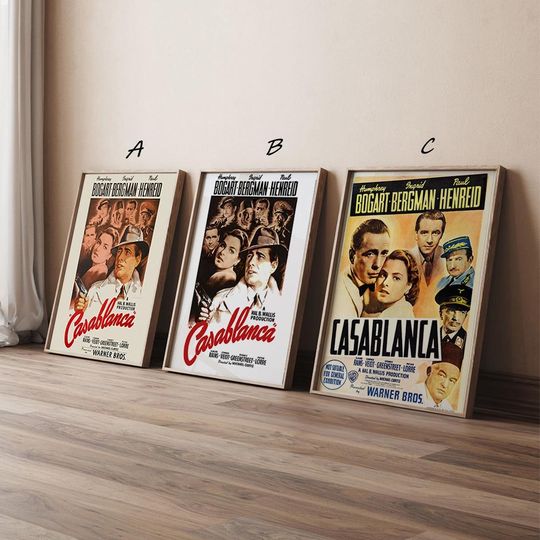 Discover Casablanca Vintage Movie Poster, High Quality Canvas Print Art Posters