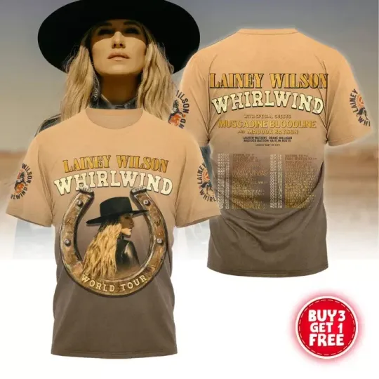 Discover Lainey Wilson Whirlwind World Tour 2025! shirt 3D
