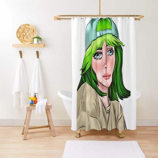 Discover Billie Eilish stickers Shower Curtain