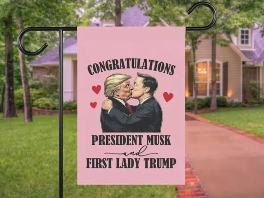 Discover Funny Anti Trump Musk House Garden Flag, Liberal Leftist Feminist Activist