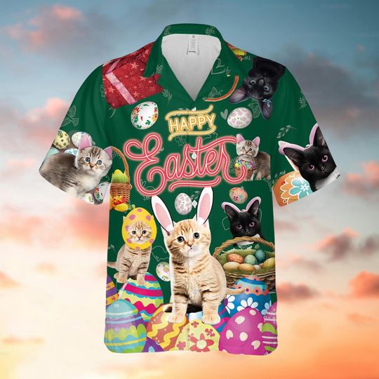 Discover Cute Cat Easter Day Hawaii Shirt, Happy Easter Day