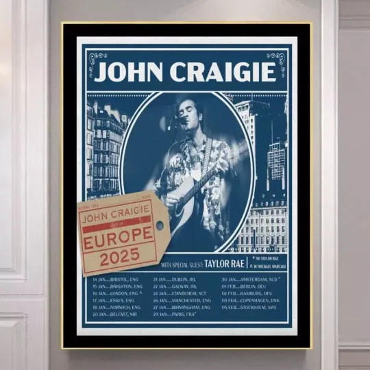 Discover John Craigie Live In Europe 2025 Tour Poster Decor 24x36