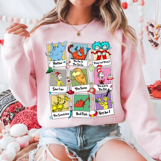 Discover Dr.Seuss Character Photo  Sweatshirt, Reading Day
