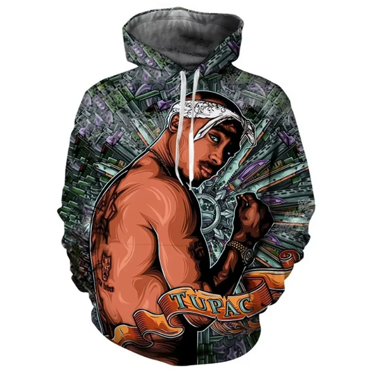 Discover Autumn Hip Hop Rapper Tupac 3D Print Hoodies