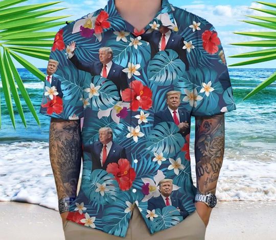 Discover Tropical President Trump Hawaiian Shirt, Trump Patriotic Hawaii Shirt