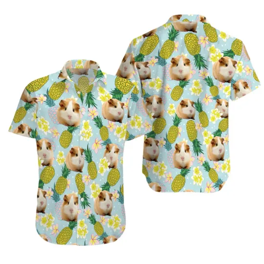 Discover Lovely Guinea Pig Pineapple Hawaiian Shirt Casual Button Down Shirt Beach